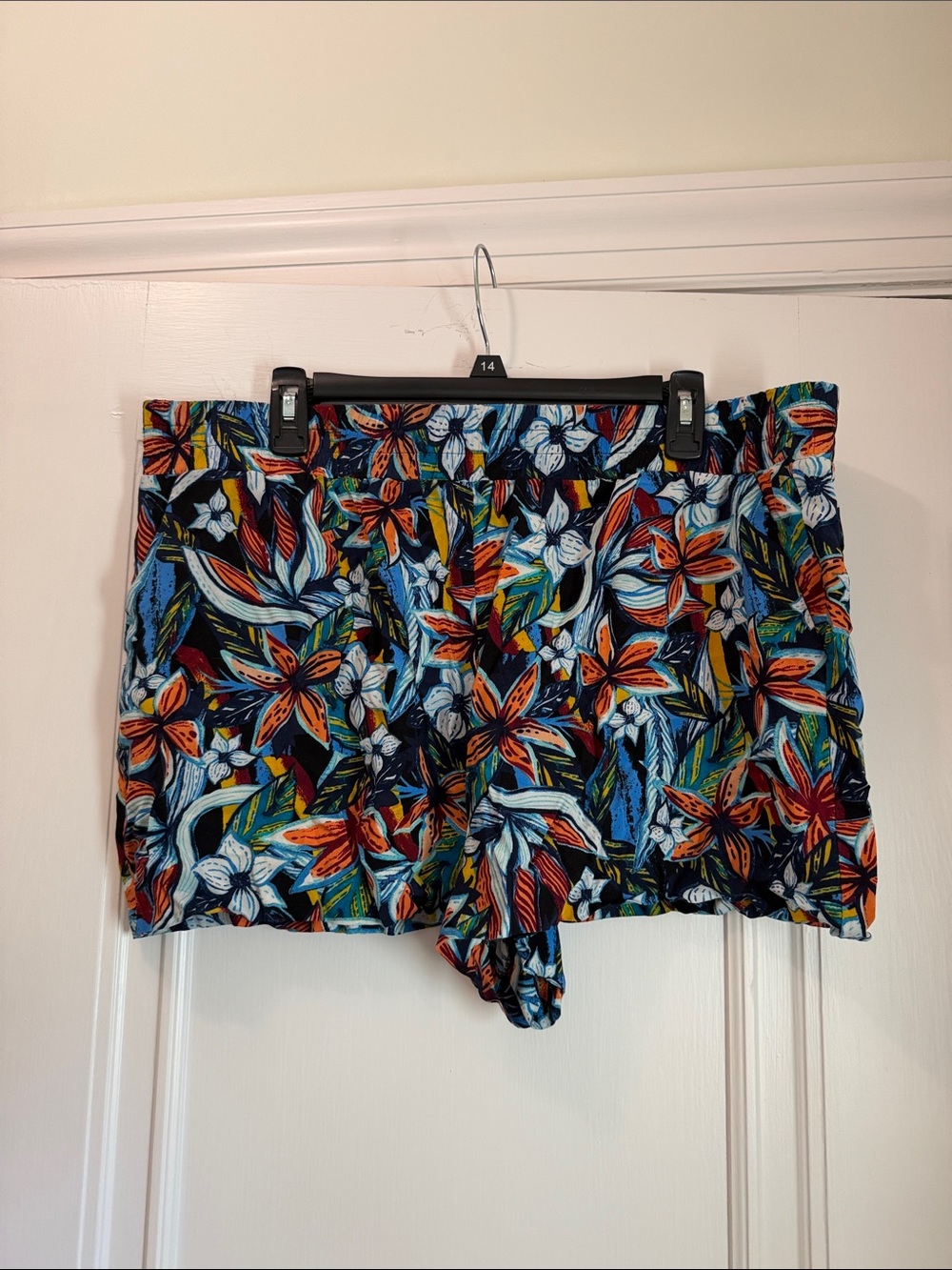 Apt. 9 Navy Floral Mini Shorts with Orange, Blue & White Blooms